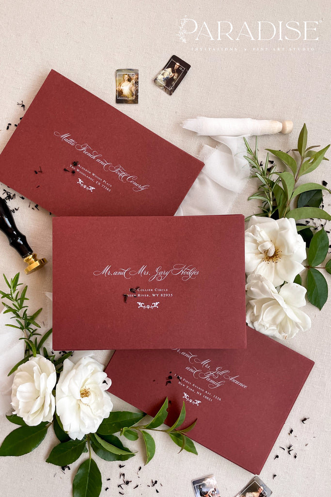 Burgundy Envelopes and White Ink Printing