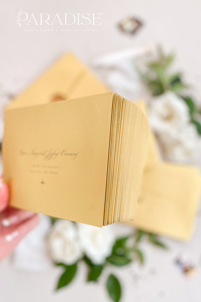 Golden Luxe Envelopes and Black Ink Printing