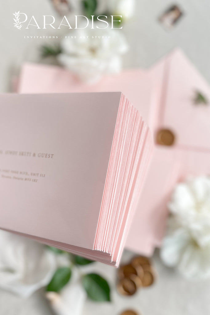 Blush Envelopes and Black Ink Printing