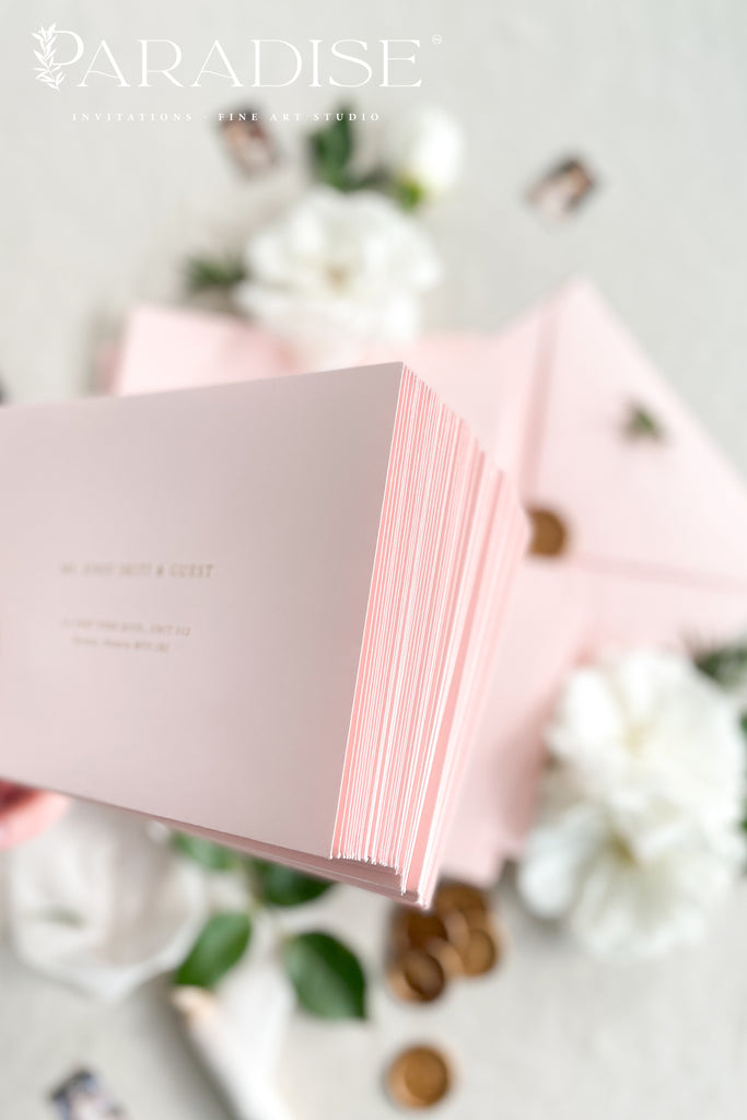 Blush Envelopes and Black Ink Printing