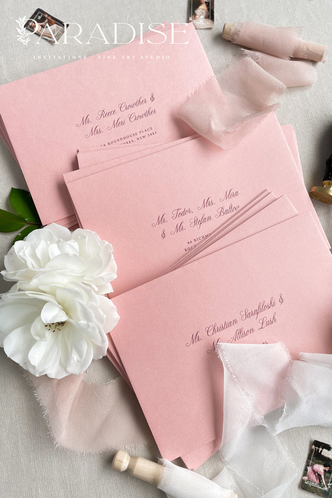 Dusty Pink Envelopes and Custom Address Printing