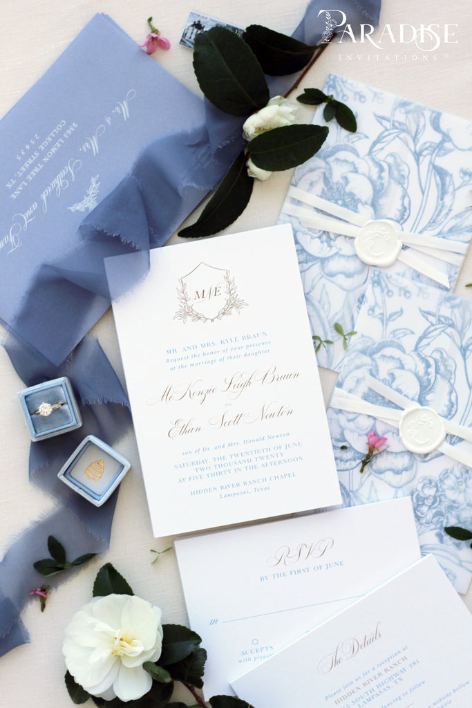 Angeline Dusky Blue Wedding Invitations