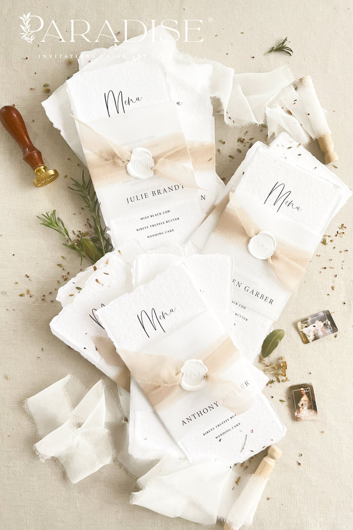 Aurorette Handmade Paper Wedding Menus