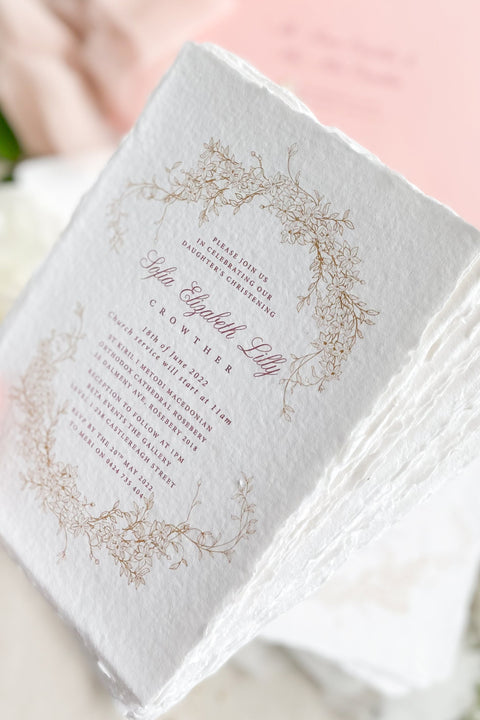 A faith-centered wedding invitation suite thoughtfully designed to honor your Christian ceremony with grace and beauty. Featuring soft blush tones, delicate botanical detailing, and elegant typography, each piece is crafted to reflect reverence, love, and tradition. Perfect for church weddings and sacred celebrations, this design blends timeless spirituality with refined fine-art aesthetics.