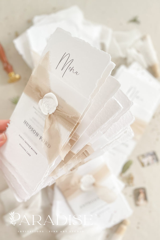 Aurorette Handmade Paper Wedding Menus