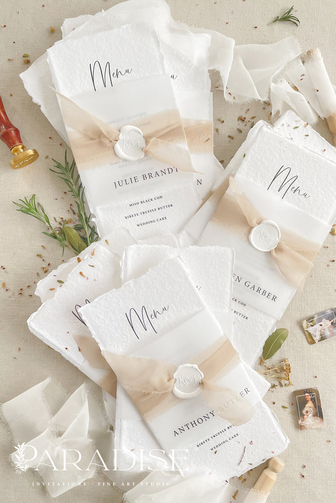 Aurorette Handmade Paper Wedding Menus