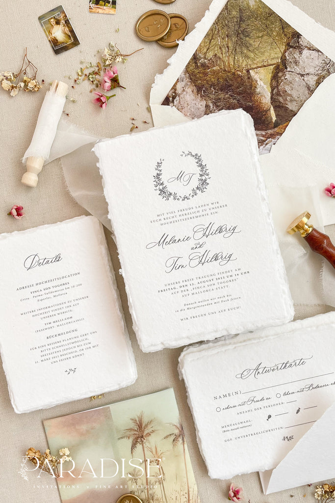 Oakley Handmade Paper Wedding Invitation Sets