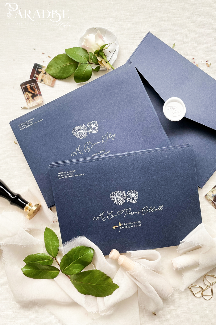 Navy Envelopes White Ink Printing