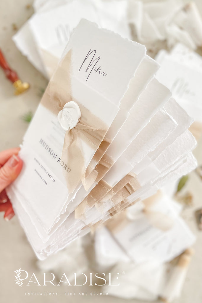 Aurorette Handmade Paper Wedding Menus