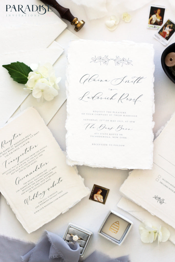 Chantalle Handmade Paper Wedding Invitation