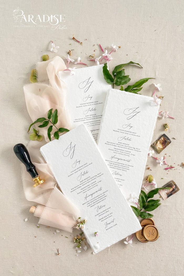 Sheyla Handmade Paper Wedding Menus