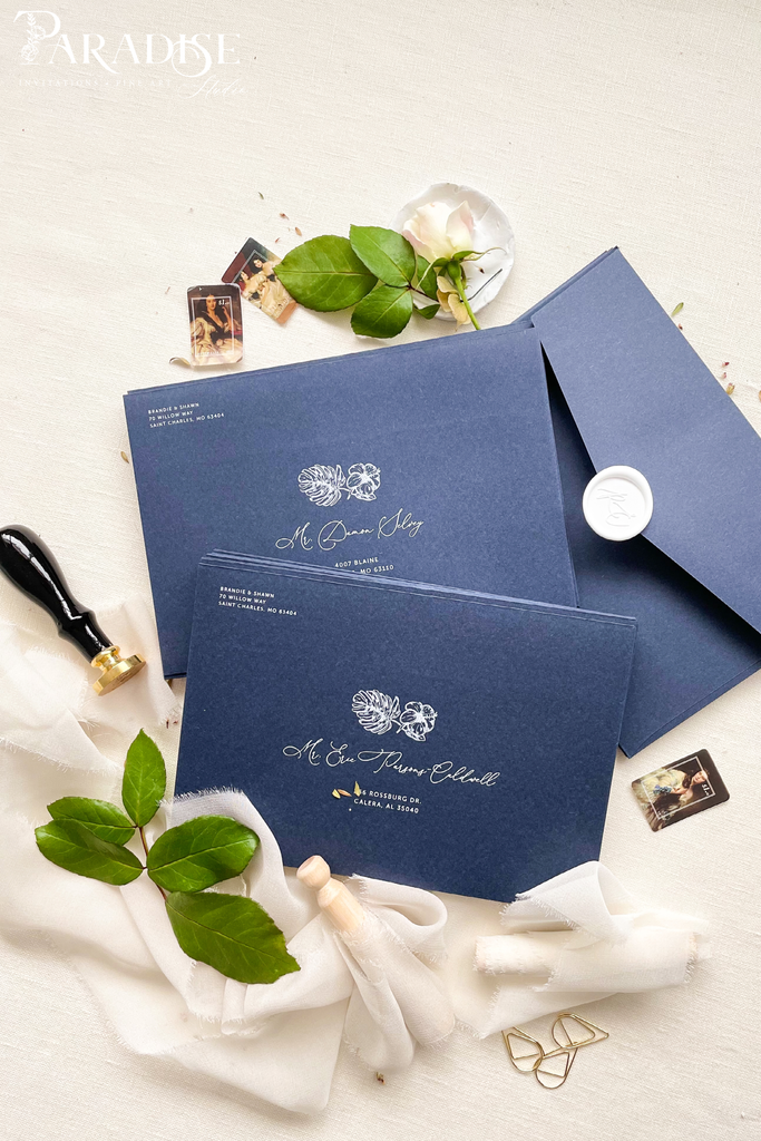 Navy Envelopes White Ink Printing