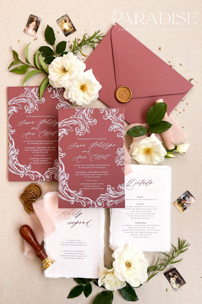 Wynter Burgundy Wedding Invitation Sets