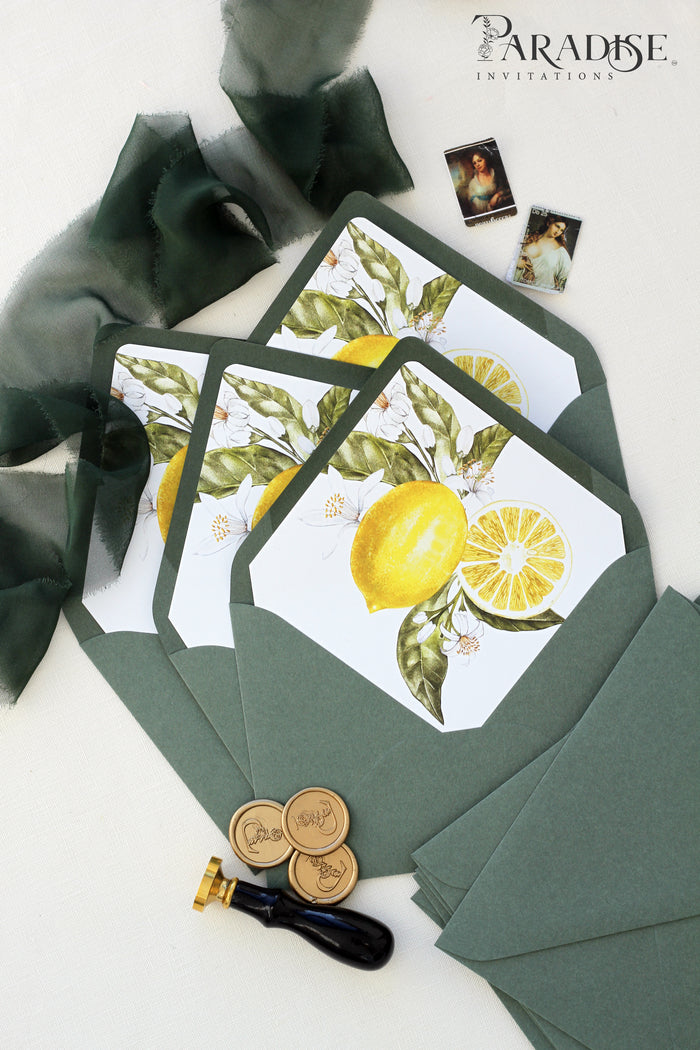 Watercolor Lemons Envelope Liners and Envelopes