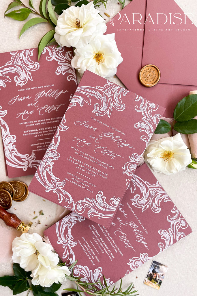 Wynter Burgundy Wedding Invitation Sets