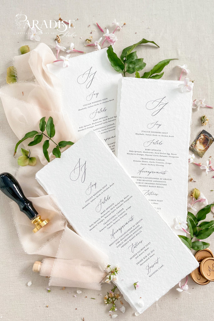 Sheyla Handmade Paper Wedding Menus