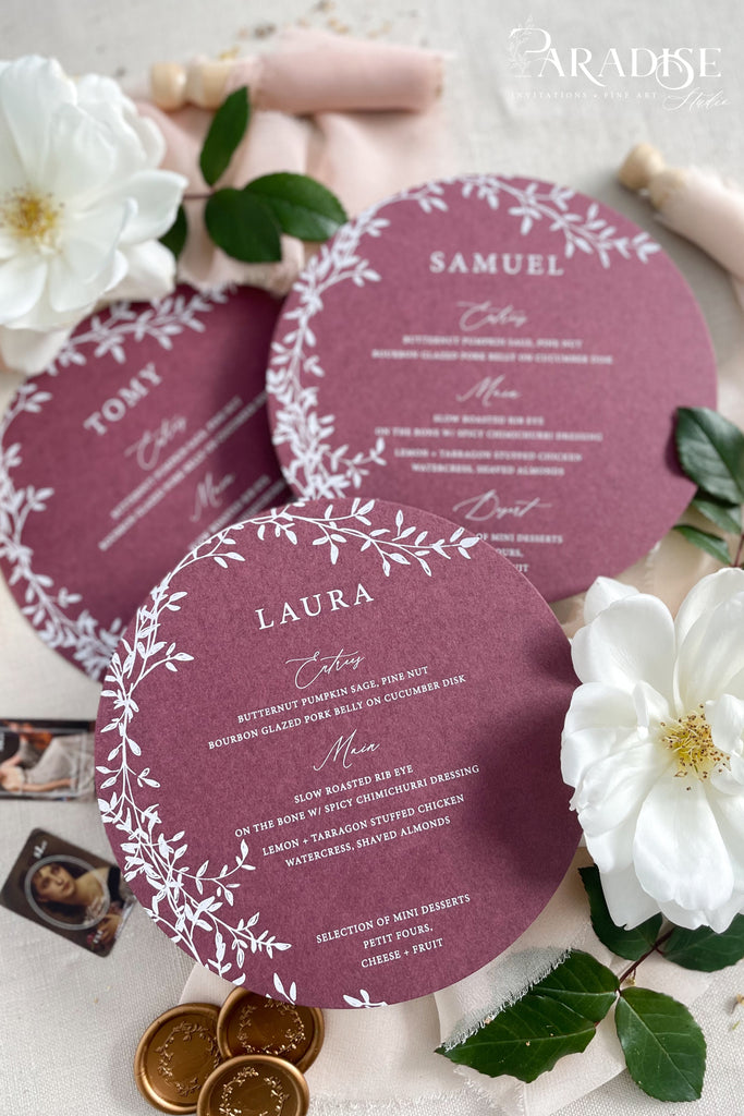 Fabricia Circle Wedding Menus