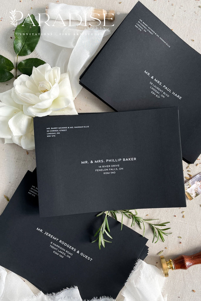 Black Envelopes and White Ink Printing