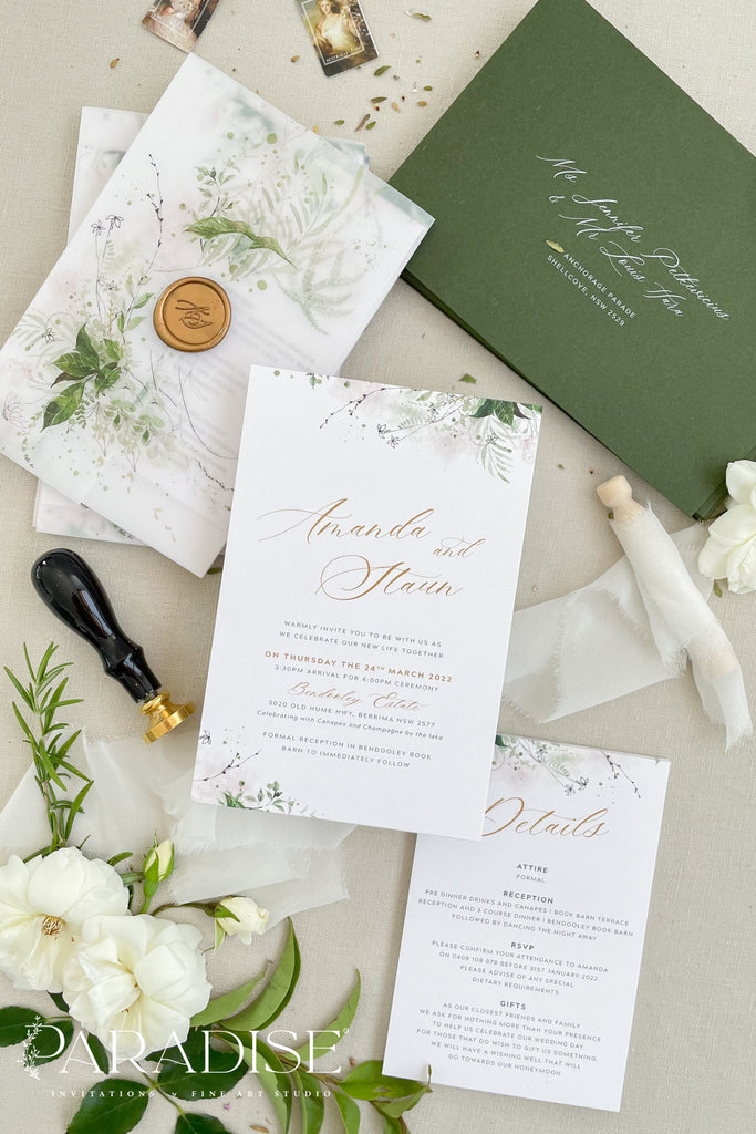 Edith Foliage Wedding Invitation Sets