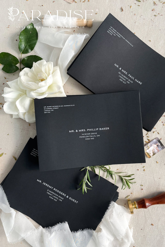 Black Envelopes and White Ink Printing