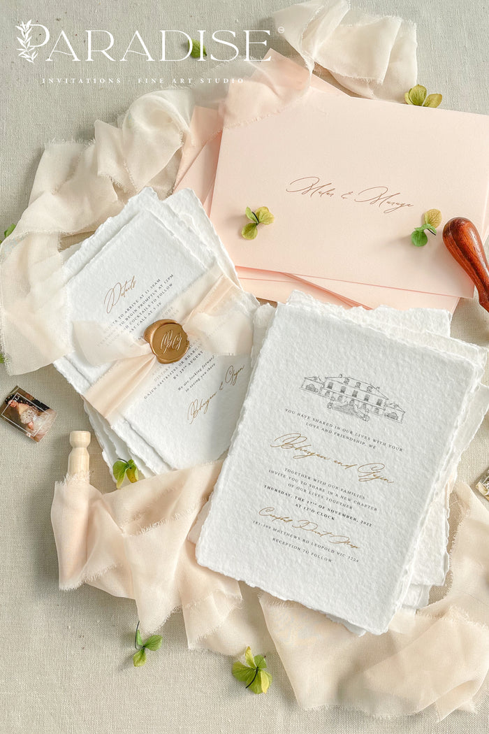 Adalene Handmade Paper Wedding Invitation Sets