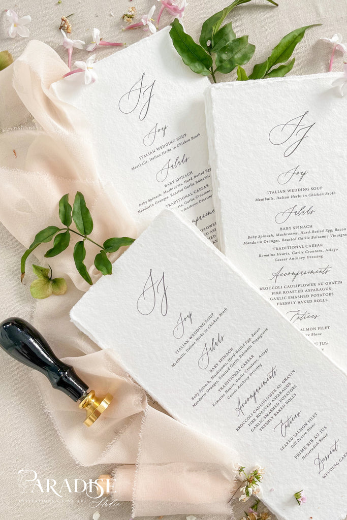 Sheyla Handmade Paper Wedding Menus