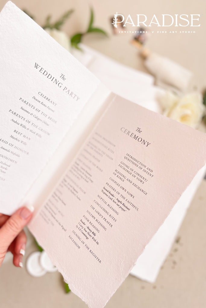 Nyla Handmade Paper Wedding Programs