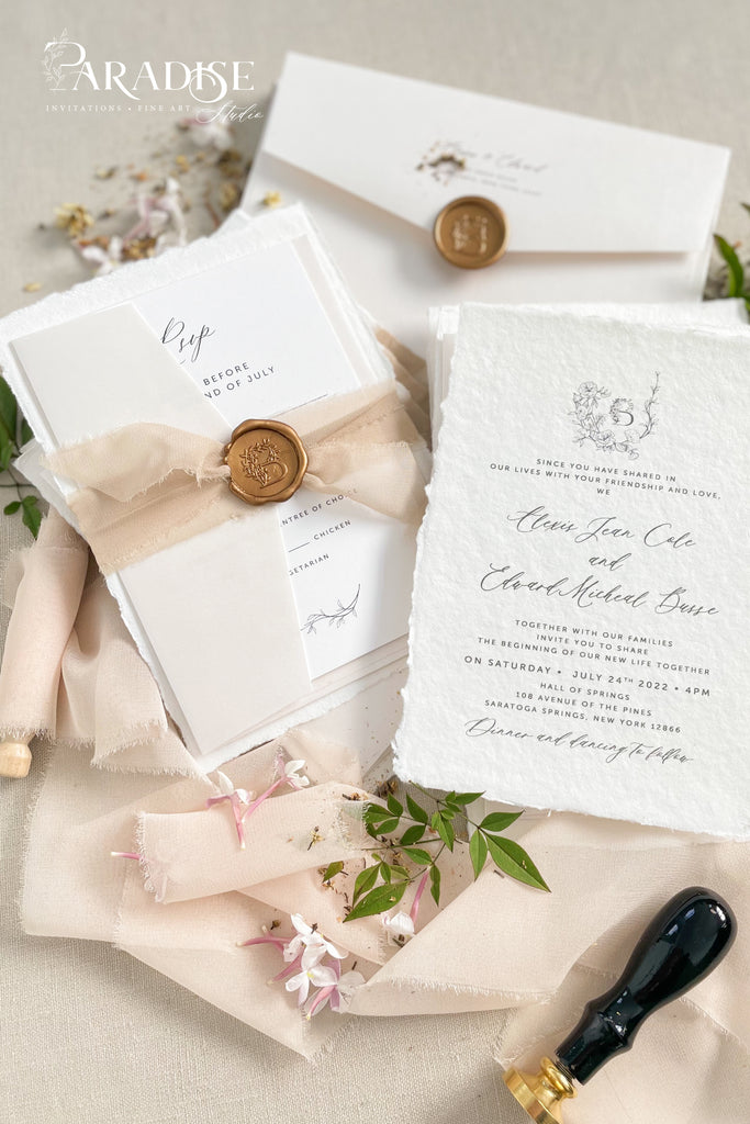 May Handmade Paper Wedding Invitation Sets