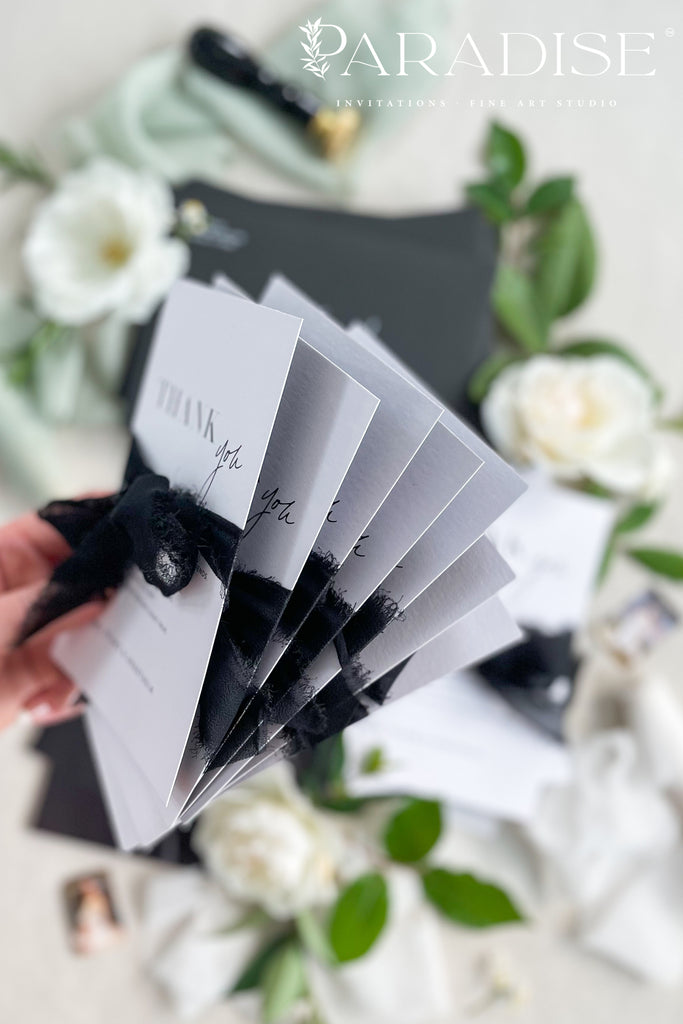 Solene Black and White Thank You Cards