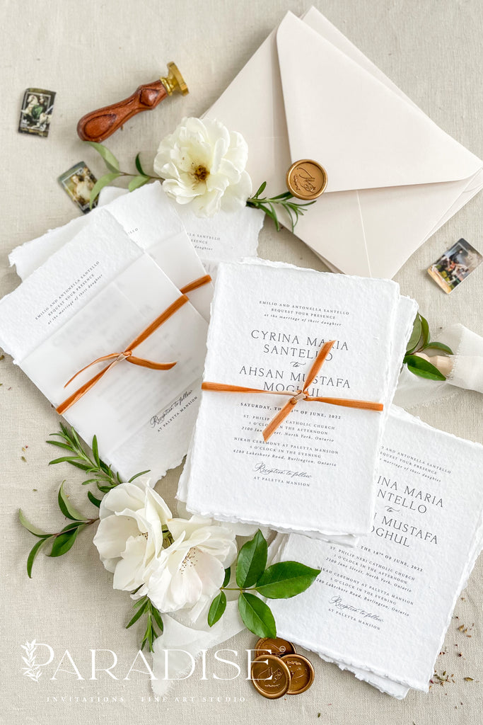 Cecilla Handmade Paper Wedding Invitation Sets