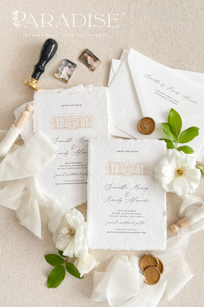 Coretta Handmade Paper Save the Date Cards