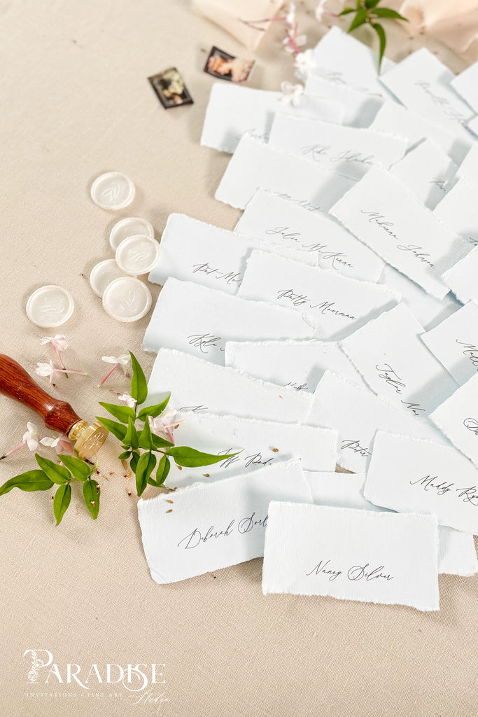 Sky Blue Handmade paper Place Cards