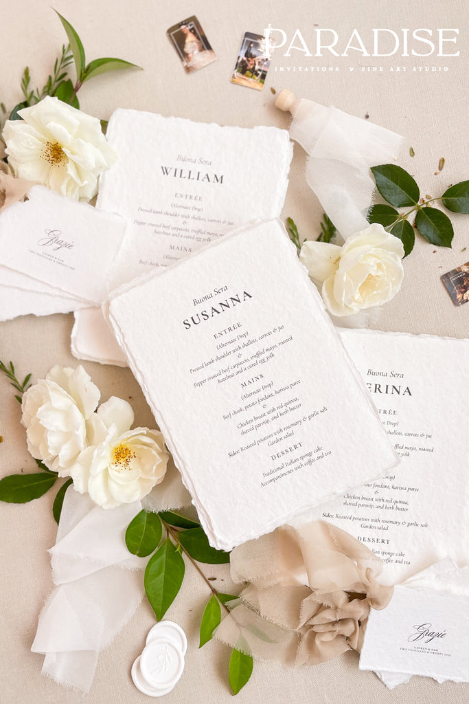 Londyn Handmade Paper Wedding Menus