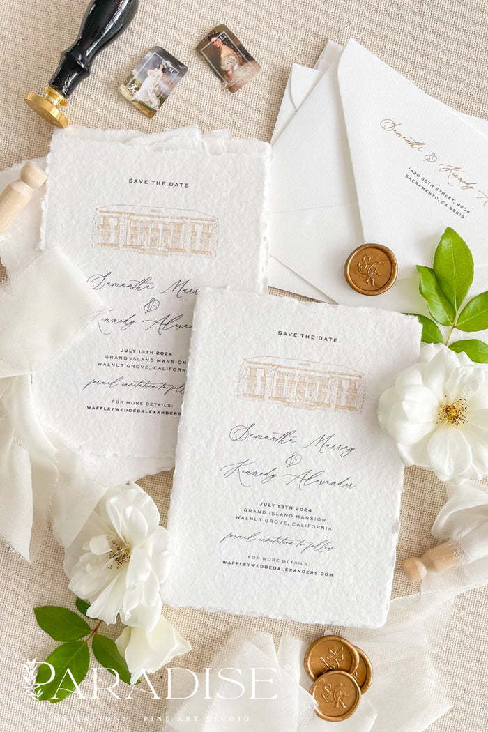 Coretta Handmade Paper Save the Date Cards