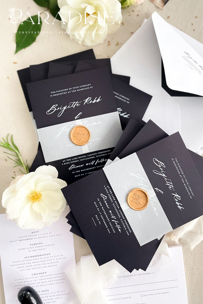 Lydie Black and White Wedding Invitations