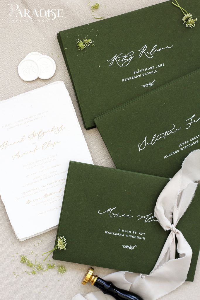 Forest Green Envelopes White Ink Printing