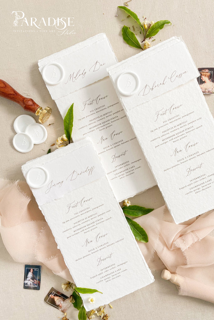 Jemma Handmade Paper Wedding Menus