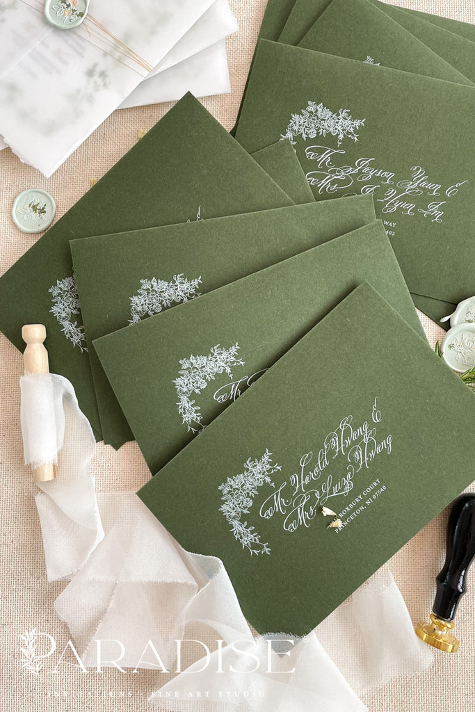 Forest Green Envelopes and White Ink Printing