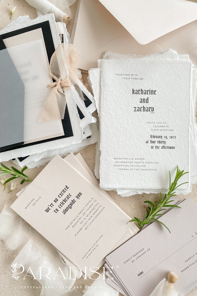 Clarinda Handmade Paper Wedding Invitation Sets