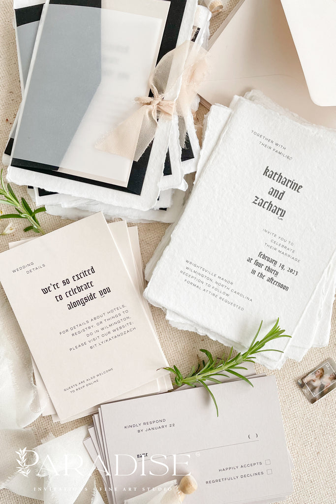 Clarinda Handmade Paper Wedding Invitation Sets