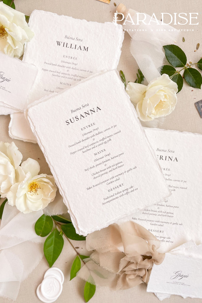 Londyn Handmade Paper Wedding Menus