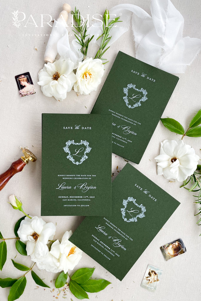 Angelique Forest Green Save the Date Cards