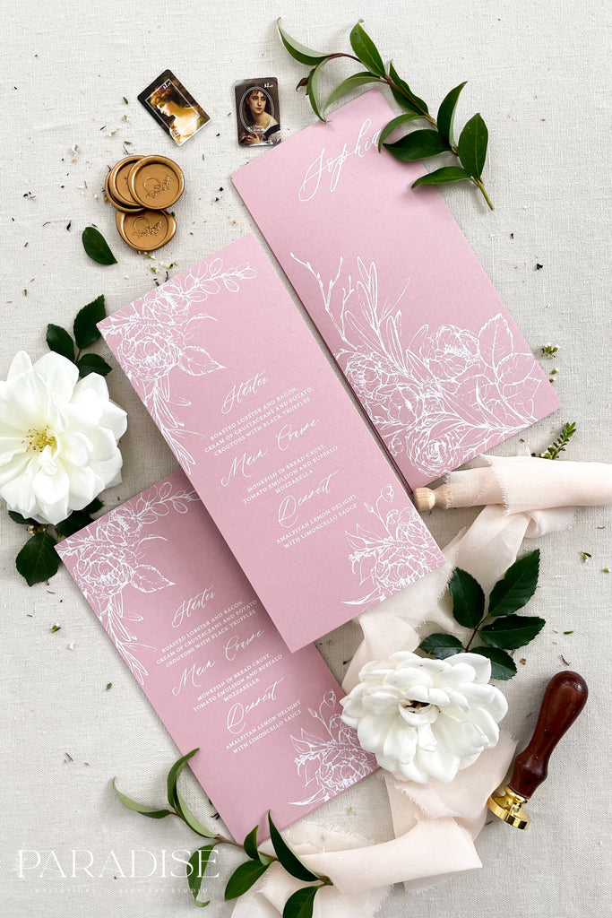 Amor Wild Rose Wedding Menus