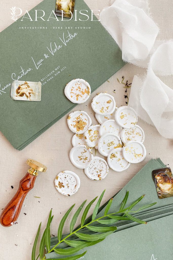 White Wax Seals with Golden Leaf