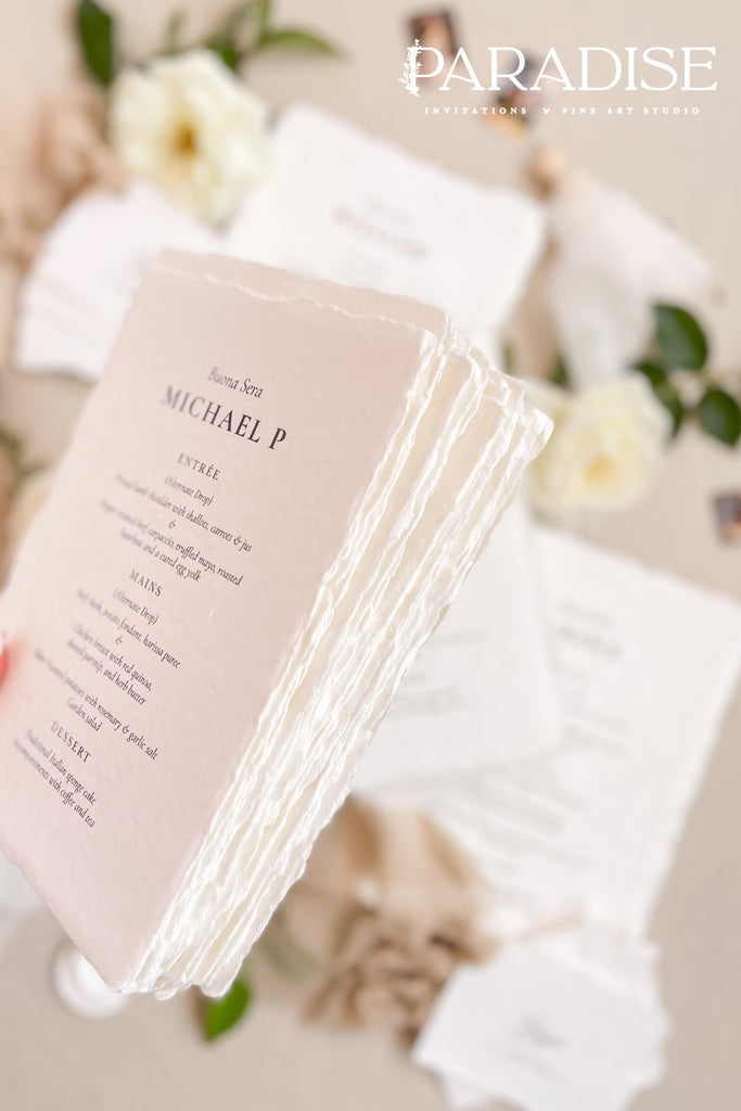 Londyn Handmade Paper Wedding Menus