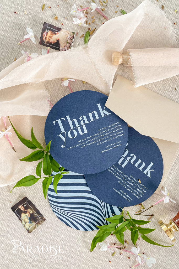 Malia Navy Circle Thank You Cards