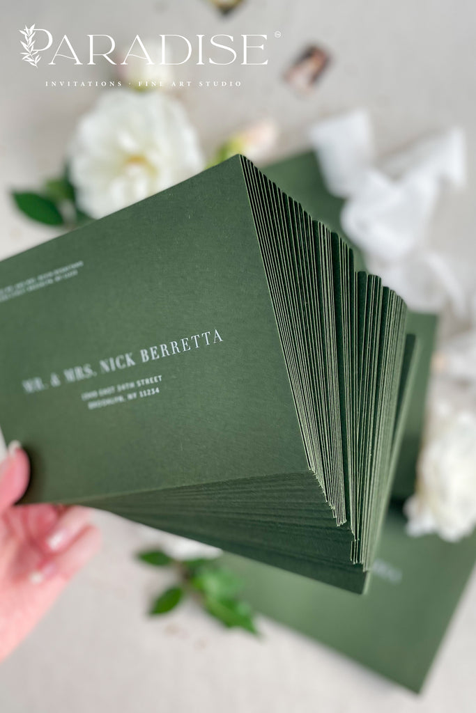 Forest Green Envelopes and White Ink Printing