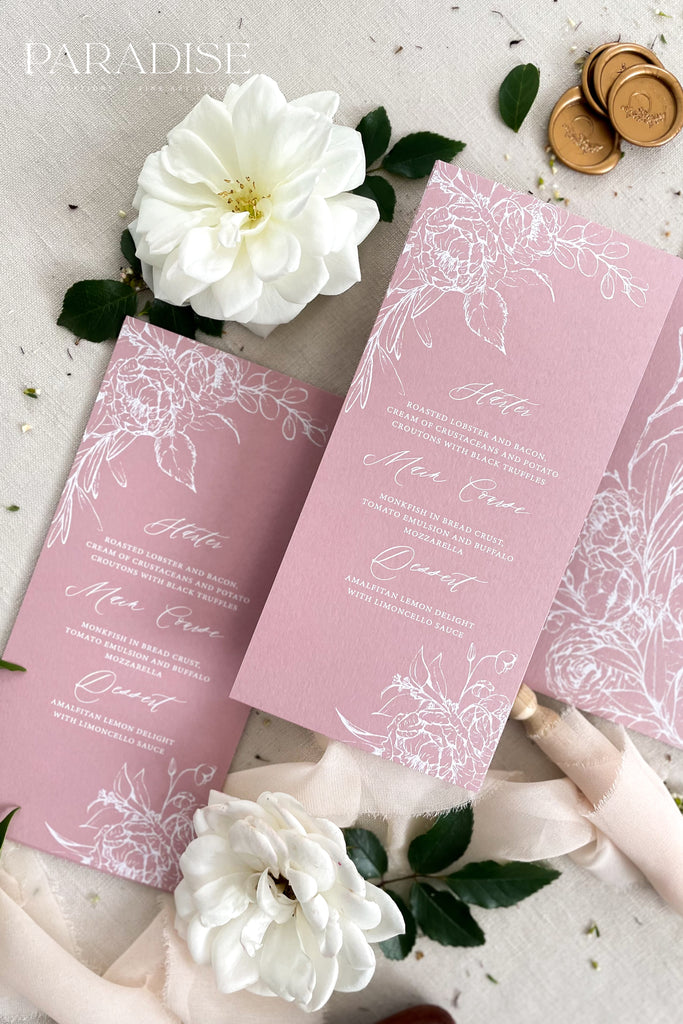 Amor Wild Rose Wedding Menus