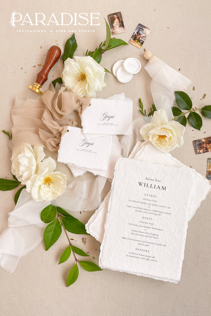 Londyn Handmade Paper Wedding Menus