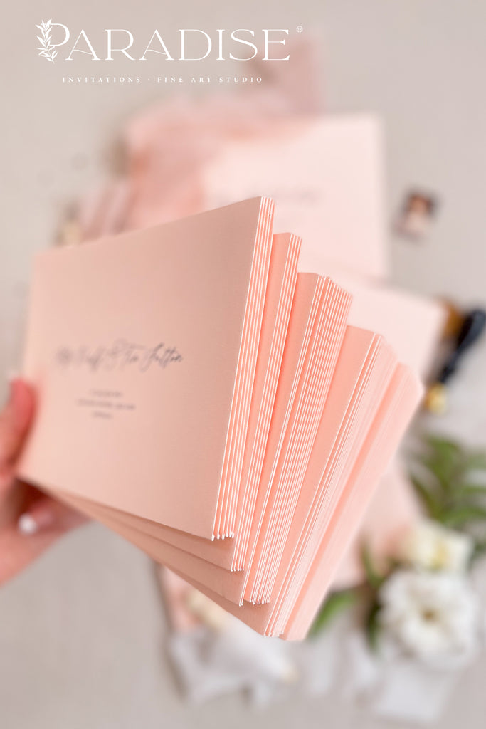 Soft Peach Envelopes and Black Ink Printing